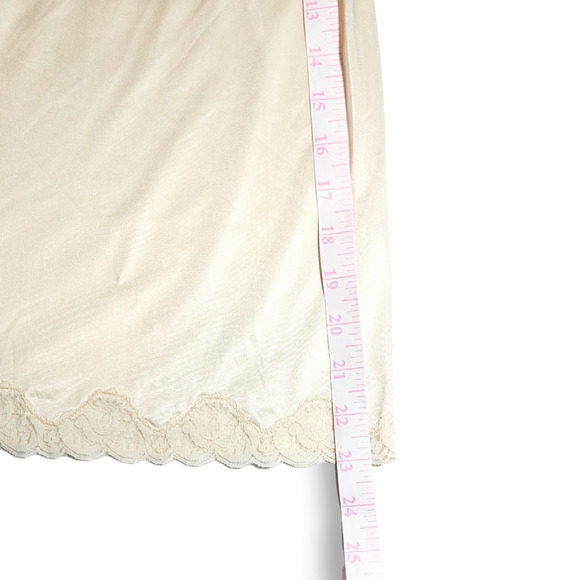VTG EUC 70's Romantic Floral Lace Edge Trim Elastic Waist Half Slip Sz. S Ivory - Picture 6 of 7